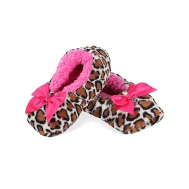 Imagem de MeMoi Pantufas antiderrapantes de leopardo manchado para crianças, Bronzeado, Small