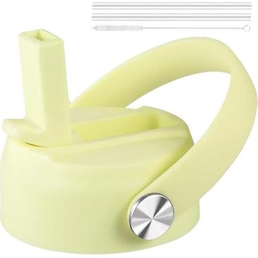 Imagem de Tampa de canudo para Hydroflask, tampas com canudo compatíveis com Hydro Flask de boca larga 32 garrafa de água de 1,134 g, tampa de canudo para substituição de tampa Hydroflask, tampa flip com alça