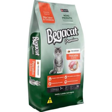 Imagem de Saco Raçâo Begacat Pescado e Arroz 7kg Gatos Adultos - Danês Alimentos