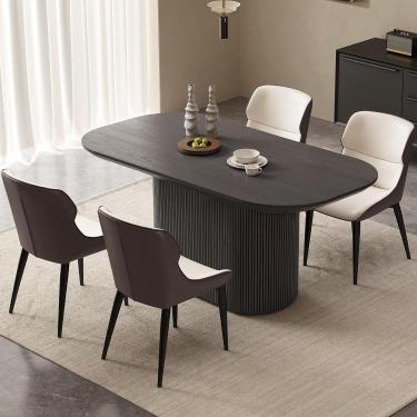 Imagem de Conjunto de mesa de jantar moderna oval de 160 cm para 6, mesa de jantar com 6 cadeiras para cozinha, sala de estar, mesa de cozinha de 5 peças, conjunto de mesa de jantar de 6 lugares, cinza, 1 mesa