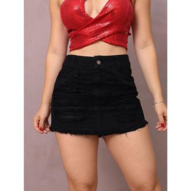 Imagem de Shorts jeans feminino rasgado e forrado curtinho - LENIS SOUZA, Preto,
