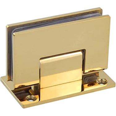 Imagem de Porta de vidro casas de banho ouro, DIY aço inoxidável 304 montagem na parede dobradiça de porta de duche de vidro preto dobradiças