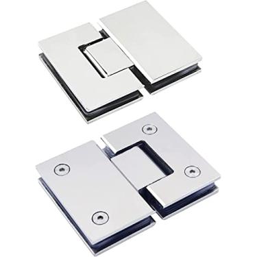 Imagem de Braçadeira de dobradiça de porta de vidro, duas dobradiças de porta de vidro de 180 graus, braçadeiras de porta de casa de banho pesadas, peças sobressalentes para dobradiças de porta de chuveiro, aço