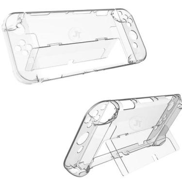 Imagem de Case Proteção P/ Switch Oled Transparente C/ Suporte Stand Capa Quick 