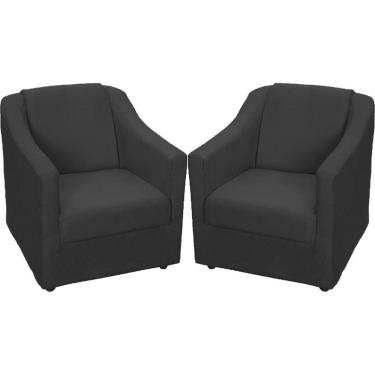 Imagem de Kit 2 Poltronas Mila Pé De Plástico Cromado - Preto Suede