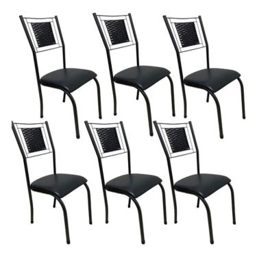 Imagem de 6 Cadeira Sala Jantar Mesa Cozinha Americana Tubo Preto