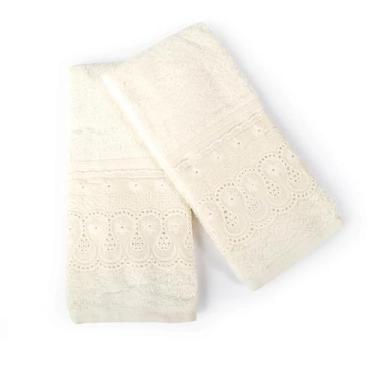 Imagem de Kit Toalha Lavabo Social Renda Cristal Renascença Algodão Egípcio Buet