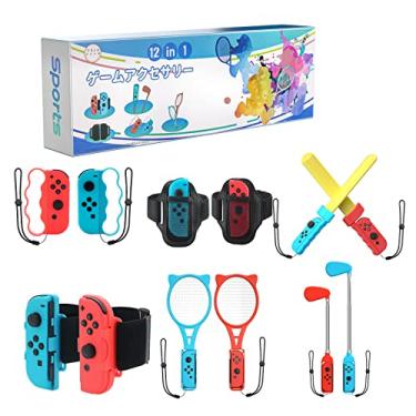 Imagem de NANANINO Acessórios Esportivos Switch, Cintas De Perna, Pulso, Empunhaduras Boxe, Raquete Tênis, Empunhadura Espada E Taco Golfe Switch - 12 Em 1 (Vermelho/Azul)