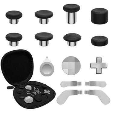 Imagem de CHARM FOCUS Kits De Substituição Joysticks Metal 16 Em 1 Para Xbox Elite Series 2, Inclui Magnéticos, Botões, Capas Silicone, D-Pads E Ferramenta Ajuste (Prata)