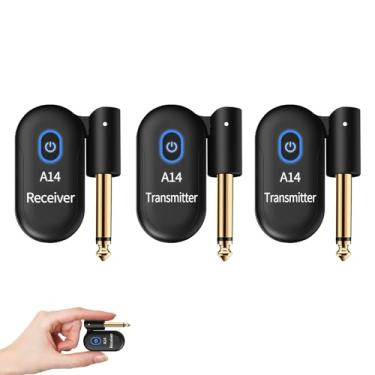 Imagem de WENTELMUSIC Sistema De Guitarra Sem Fio A14, Transmissor E Receptor Recarregável 2,4 Ghz, Áudio 24 Bits 48 Khz, Alcance 30 Metros, Plug And Play, Compatível Com Acessórios Elétricos Baixo (2 Transmi