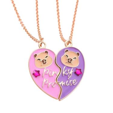 Imagem de Saalort Colar Best Friend para 2, coração dividido, capivara, joia combinando amizade para mulheres Bestie, Medium, Zinco, Zircônia cúbica