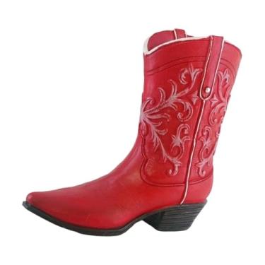 Imagem de Generic Vaso de resina para flores, vaso de flores, bota de cowboy, enfeite para entrada, café, banheiro, decoração de casa, presentes de aniversário, Vermelho