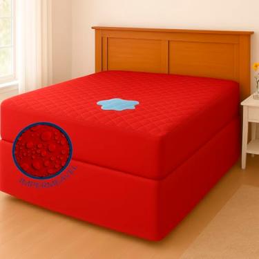 Imagem de Capa Protetora de Colchão Solteiro Impermeável c/ 4 Camadas de Proteção(vermelho-Solteiro)