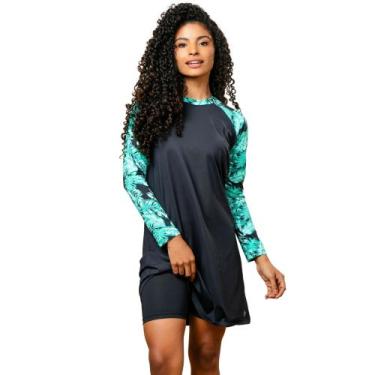 Imagem de Kit Vestido Saída De Praia + Shorts Moda Praia Evangélica Piscina Uv50