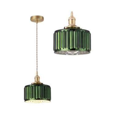 Imagem de Luminária Pendente LED De Vidro Verde Vintage Para Sala De Jantar, Ilh