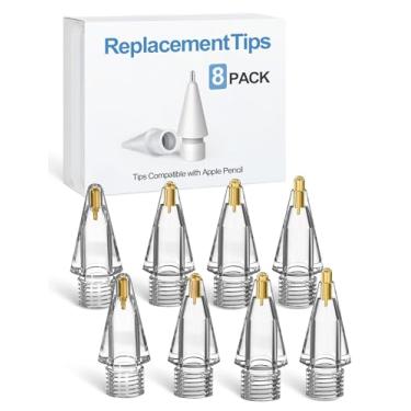 Imagem de Pontas de lápis de substituição para Apple Pencil Pro – Pacote com 8 pontas de metal de ponta fina para Apple Pencil 2ª geração e 1ª geração
