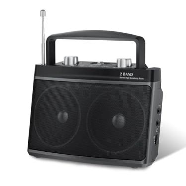 Imagem de Audiocrazy Rádio Portátil Am Fm Com Tomada De Parede Ou Alimentado Por Bateria Para Casa E Exterior, Som Estéreo Recepção Potente, Fácil Usar, Entrada Fone Ouvido, Auxiliar, Pequenos Presentes Idoso