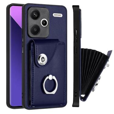 Imagem de COTDINFOR Capa para Redmi Note 13 Pro+ Plus 5G com slots de cartão para homens com suporte de anel de 360° capa de telefone de couro à prova de choque capa carteira protetora para Xiaomi Redmi Note 13