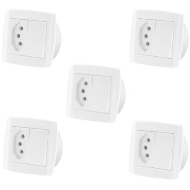 Imagem de 5 Pc Interruptor Simples Tomada 10A Dupla Para Móveis Ilumi