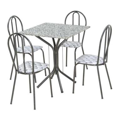 Imagem de Conjunto Mesa Quadrada com Tampo em Granito e 4 Cadeiras - Artefamol, 