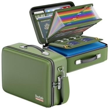 Imagem de DocSafe Caixa de documentos à prova de fogo com fechadura, estojo rígido organizador de arquivos com pasta sanfonada, à prova de fogo, cofre resistente à água, armazenamento de viagem para escritório