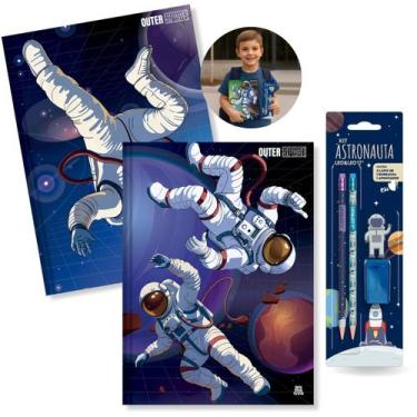 Imagem de Caderno Brochura Grande Astronauta 2un Capa Dura + Kit Escolar Astrona