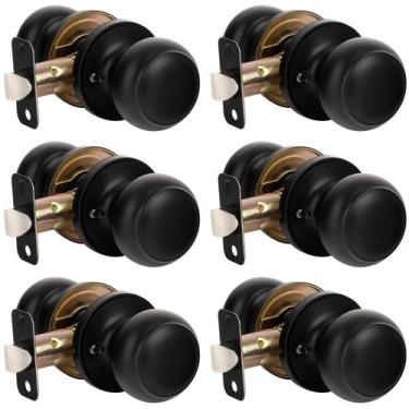 Imagem de Maçaneta de porta de passagem HOSOM Matte Black, pacote com 6 para por