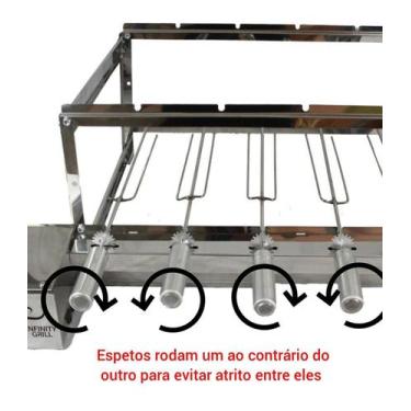 Imagem de kit Churrasqueira Gira Grill Giratória Com 4 Espetos inox + grelha Par