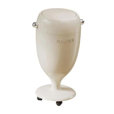 Imagem de FytStycale Lixeira com tampa, cesto de lixo com rodas universais, lixeira alta móvel com tampa, lata de lixo para cozinha e banheiro, Branco