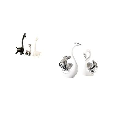 Imagem de Fenteer Figuras Modernas de Girafa E Cisne de Cerâmica, Centro de Mesa Criativo para Mesa, Escritório, Sala de Estar, Estante, Quarto, Decoração de Inauguraçã