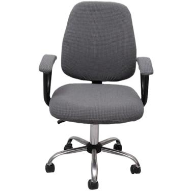 Imagem de Melaluxe Capa para cadeira de escritório com capas de apoio de braço, capa de cadeira de mesa elástica universal, capas de cadeira de computador - cinza escuro