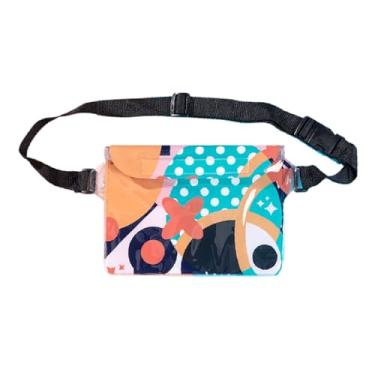 Imagem de Bolsa de cintura de telefone PVC ajustável alça de cintura grande capacidade fechamento seguro para natação, praia, passeios de barco, atividades aquáticas, Verde, Tradicional