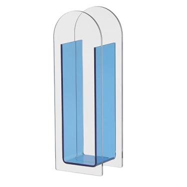 Imagem de Vaso transparente de acrílico moderno, colorido, artístico, para festa de casamento, decoração de mesa de casa, decorações exclusivas de mesa, material acrílico transparente, 230 g (azul juvenil semi