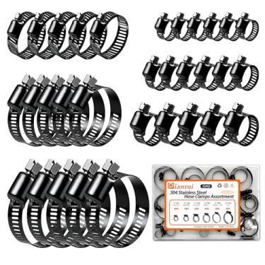 Imagem de Dianrui Kit sortido de 32 peças de braçadeiras de mangueira 1/4 "–2" (6-51 mm) Braçadeiras de mangueira de aço inoxidável 304 Worm Gear Braçadeira de mangueira de linha de combustível para tubo, linha