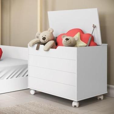 Imagem de Baú Caixa de Brinquedo Organizadora com Tampa e Rodízios Toys - AJMóve