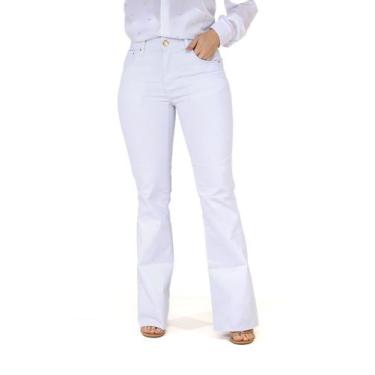 Imagem de Kit Feminino 2 peças - Calça Feminina Flare Sarja Branca e Camisa Soci