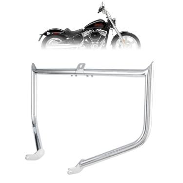 Imagem de Kinglemc Crash Bar Engine Guard Highway Freeway Bar para Harley Softail Fat Boy Fat Bob Heritage Low Rider Breakout Street Bob Deluxe Models (Softail 2000-2017, estilo atualizado com Chrome)