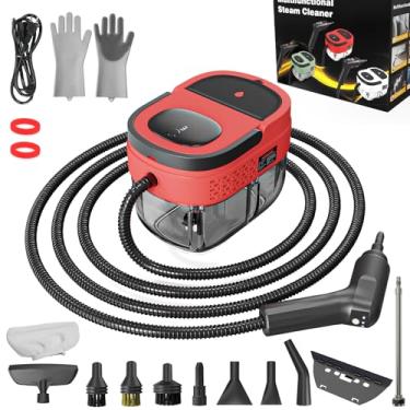 Imagem de Limpador a vapor portátil, vaporizador de alta pressão 2500W para limpeza, limpador a vapor portátil com tanque de água de 1,6 L, alça ajustável de 3 níveis, limpador a vapor para casa, carro, móveis