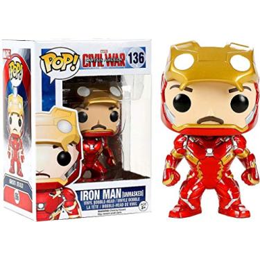 Imagem de Funko Pop Marvel Capitão América Guerra Civil Iron Man 136 Sem Máscara
