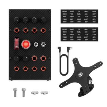 Imagem de MiYee Sim Racing Button Box Programmable Button Simulation Racing Control Box with Rotary Encoders, Momentary Push Buttons, Carbon Fiber Panel, Metal Housing, for Truck Simulator PC, Plug and Play