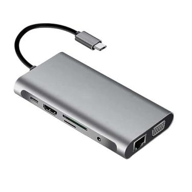 Imagem de Cabo Adaptador USB-C/LAN RJ45 Gigabit 4k 10 em 1