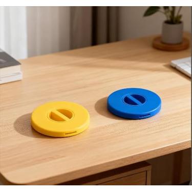 Imagem de 2 unidades de enrolador de cabo de dados giratório, caixa organizadora de cabos retrátil portátil com formato de círculo, pequeno retrator organizador de cabos compacto para carregador de cabos e