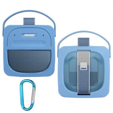 Imagem de AONKE Capa de silicone compatível com alto-falante Bose SoundLink micro portátil Bluetooth (2ª geração), alto-falante externo sem fio (azul)