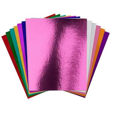 Imagem de Folhas de Cartolina Metalizada, Colorido 250g, Metalizado para Artesanato, Para Convites de Festa Projetos de Arte Aniversario Scrapbook