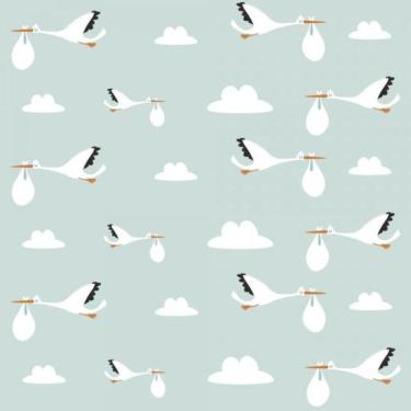 Imagem de Papel De Parede Infantil Cegonha Bebê