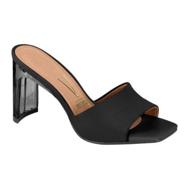 Imagem de Tamanco Vizzano Salto Médio Acrílico Transparente Slide Mule, Preto, 3