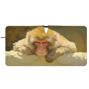 Imagem de CEBUGI Para-brisa de carro dobrável sombra de sol macaco janela de carro sombras guarda-chuva pára-brisa frontal para-sol para acessórios de carro legal carro refletivo bloqueador de sol, P