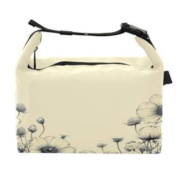 Imagem de STAYTOP Lancheira vintage de flores silvestres com fivela, lancheira isolada para meninos e meninas, lancheira térmica para trabalho escolar