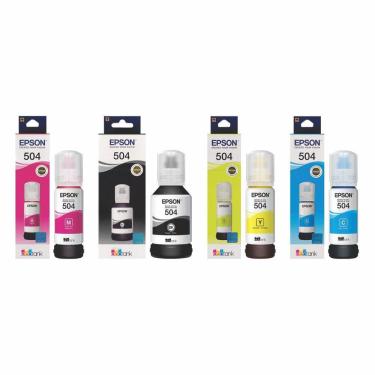 Imagem de Kit 4 Tinta Epson L4150 L4160 L6161 L6171 L6191 Refil T504