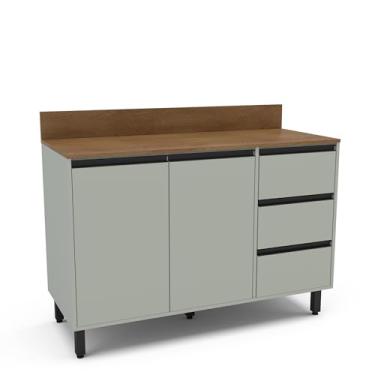 Imagem de Balcão de Cozinha 2 Portas 3 Gavetas Com Tampo Verde Oliva Koya Politorno Moveis